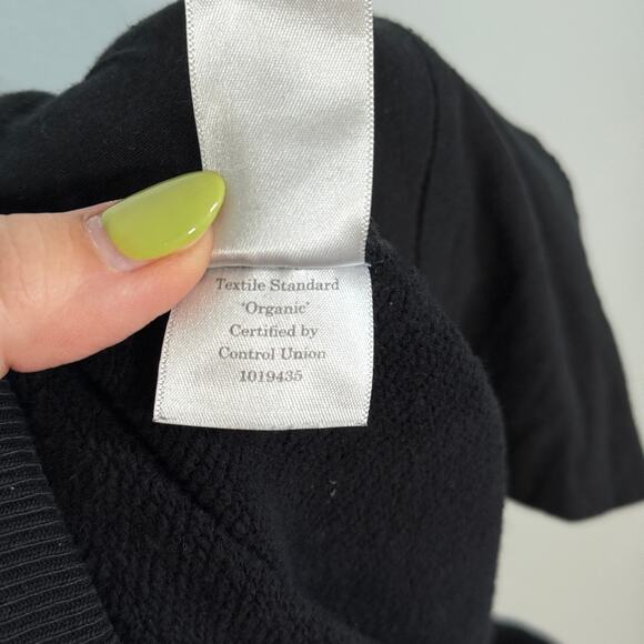 Everlane Organic Cotton Cropped Wide Leg Track Pant Black XL Elevated Loungewear - Picture 7 of 7